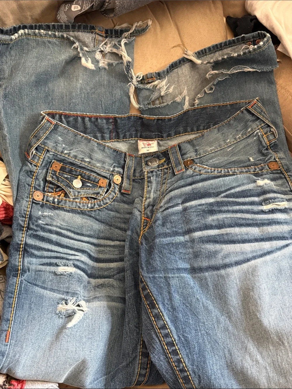 True Religion Light Blue Embroidered Back Pocket Jeans